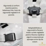 Inaltator scaun masa portabil tip rucsac 2 in 1 – Grey Stars - imagine 19