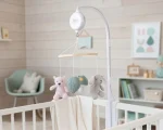Carusel muzical automat pentru patut, Rose, pe baterii, 12 melodii si volum reglabil